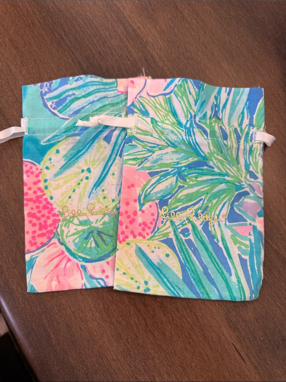 Lilly Pulitzer Bright Tropical Drawstring Pouches - Pink, Aqua, Green